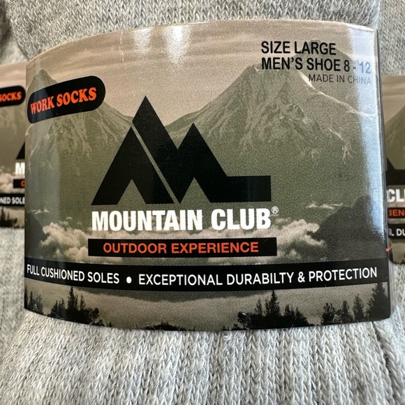 Mountain Club Men’s Gray Work Crew Socks Bundle NWT Size Large shoe 8-12 - Picture 2 of 3